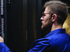 Person working in data center